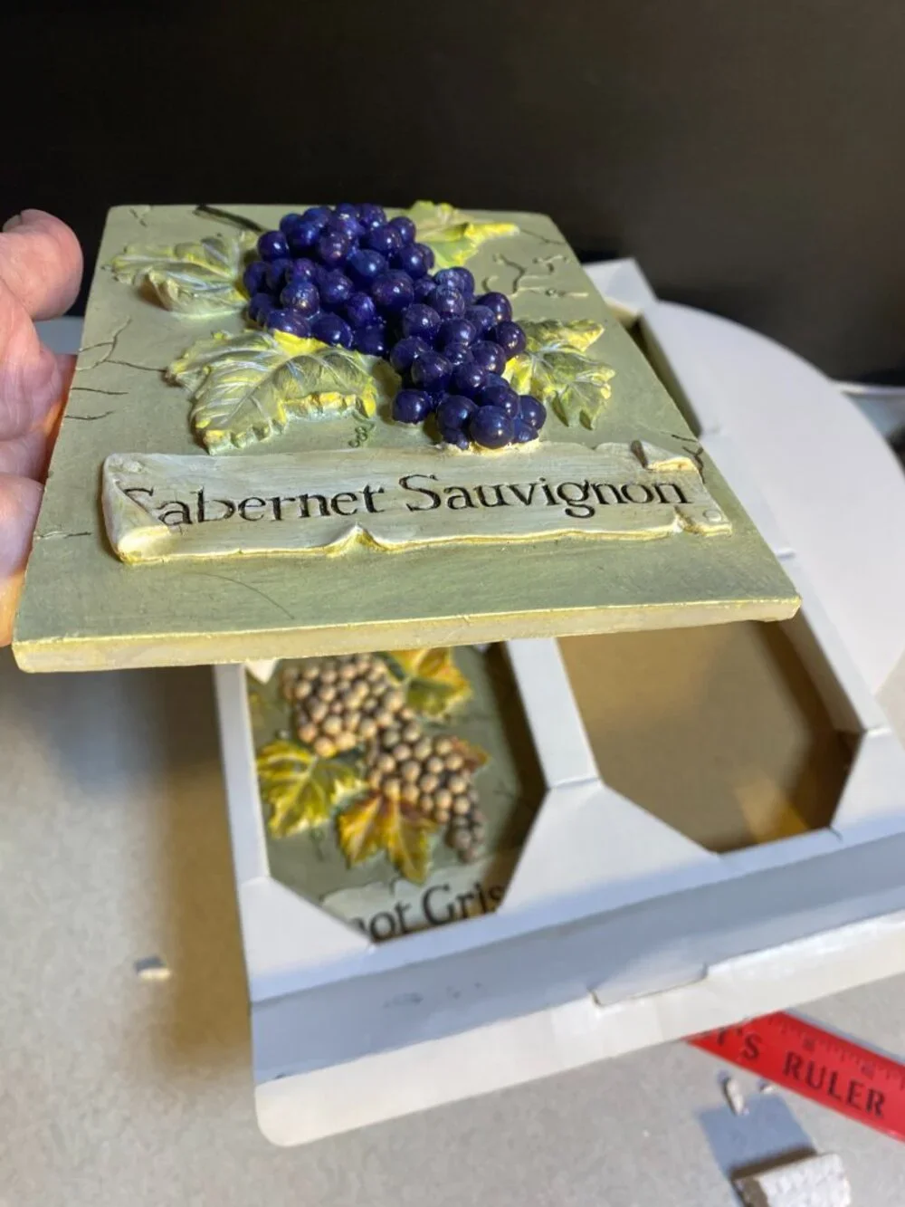Vintage 3D Resin Wine Grape Wall Plaques Set of 4